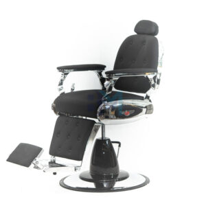 Sillón de barbería vintage negro y plata