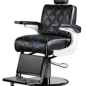 Sillón de barbería retro negro y plata