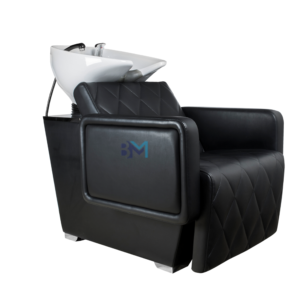 Lavacabezas negro con respaldo y asiento ergonómico
