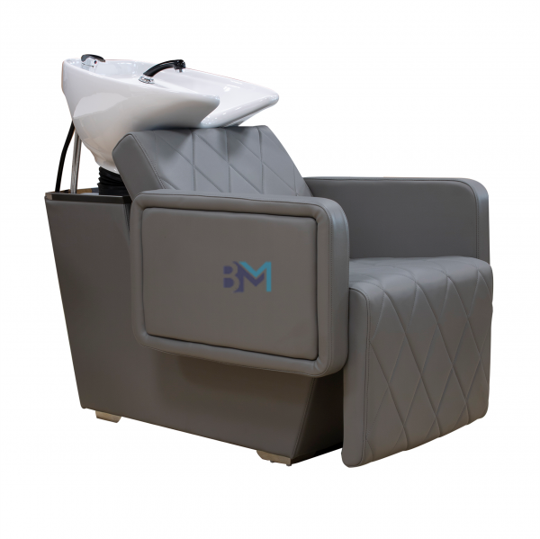 Lavacabezas gris con respaldo y asiento ergonómico