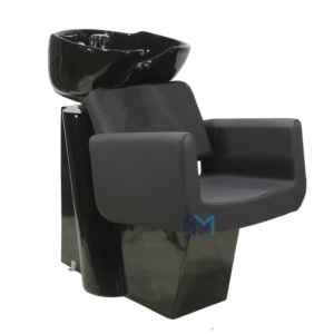 Lavacabezas negro con respaldo y asiento ergonómico