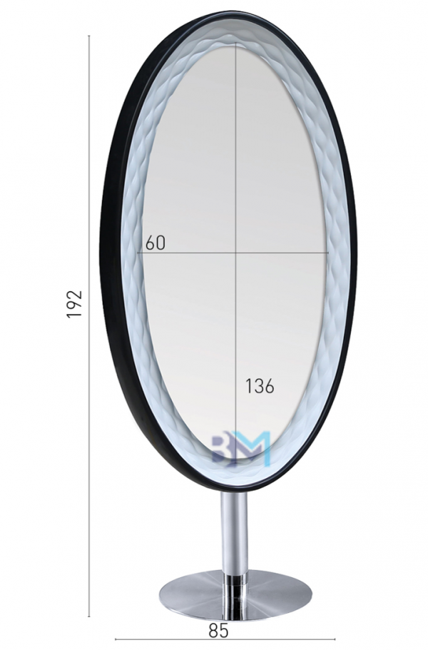 Espejo doble ovalado con luz led y marco negro - Imagen 5