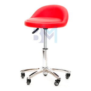 Taburete con respaldo en polipiel color rojo