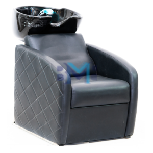 Lavacabezas negro con respaldo y asiento ergonómico