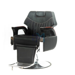 Sillón de barbería clásico negro y plata