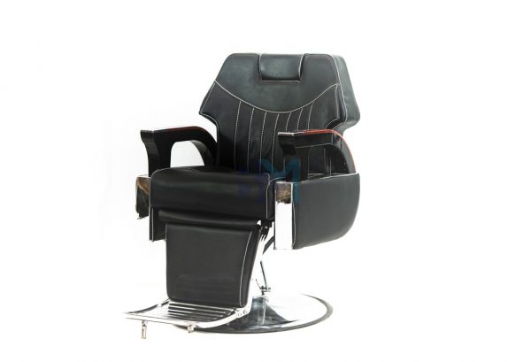 Sillón de barbería clásico negro y plata