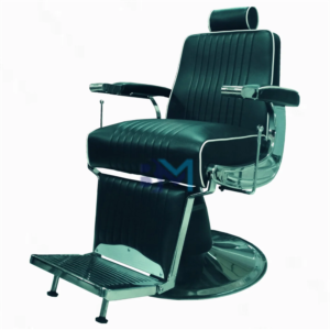 Sillón de barbería retro negro y plata