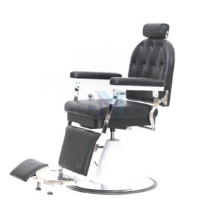 Sillón de barbería vintage negro y plata