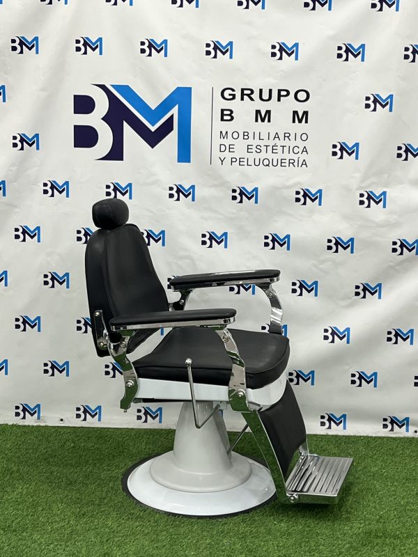 Sillón de barbería clásico negro y blanco - Imagen 6