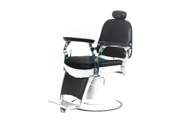 Sillón de barbería clásico negro y blanco