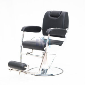 Sillón de barbería clasico negro y plata