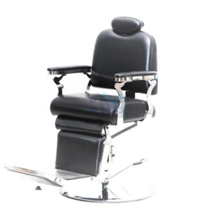Sillón de barbería clásico negro y plata