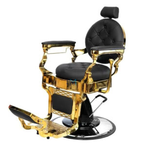 Sillón de barbería vintage negro y dorado