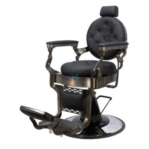 Sillón de barbería vintage negro y marrón