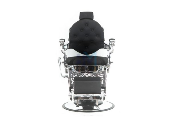 Sillón de barbería vintage negro y plata - Imagen 2