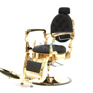 Sillón de barbería vintage negro y dorado