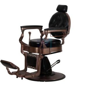 Sillón de barbería vintage negro y cobre
