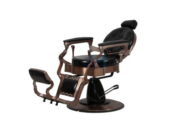 Sillón de barbería vintage negro y cobre - Imagen 4