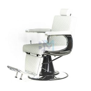 Sillón de barbería clásico gris y plata