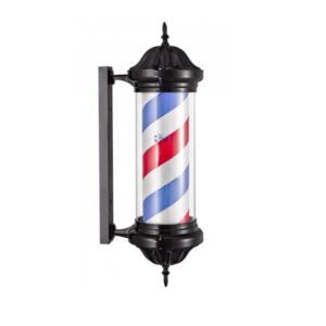 Pirulo para barbería en color negro con rayas azul, rojo y blanco