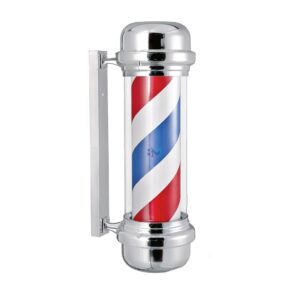 Pirulo para barbería azul, rojo, blanco y plateado
