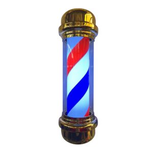 Pirulo para barbería azul, rojo, blanco y dorado