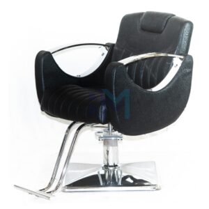 Silla de peluquería y maquillaje en polipiel color negro reclinable y reposapiés