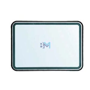 Espejo rectangular con marco negro y luz led