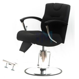 Silla de peluquería y maquillaje en polipiel color negro reclinable y reposapiés