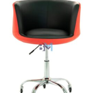Silla de manicura en polipiel negro con rojo