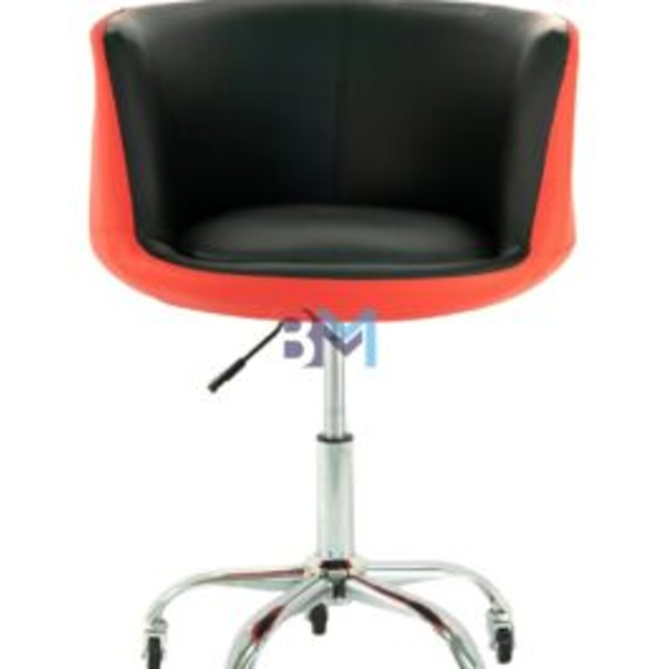 Silla de manicura en polipiel negro con rojo