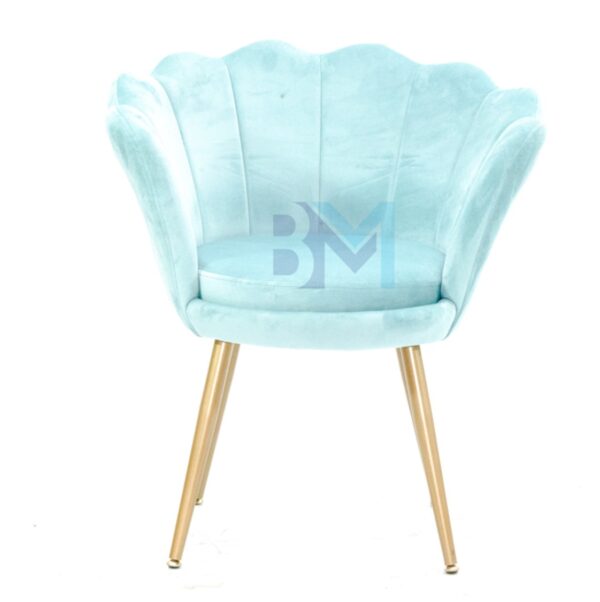 Silla de manicura tipo ostra en terciopelo, disponible en color azul