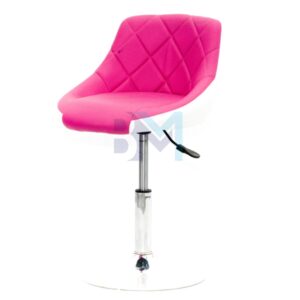 Taburete con respaldo en polipiel fucsia con blanco