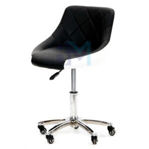 Taburete con respaldo en polipiel negro con blanco