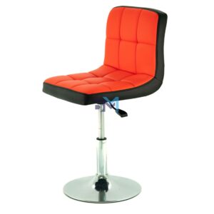 Taburete con respaldo en polipiel rojo y negro