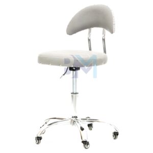 Taburete con respaldo en polipiel gris