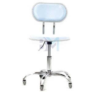 Taburete con respaldo en terciopelo azul