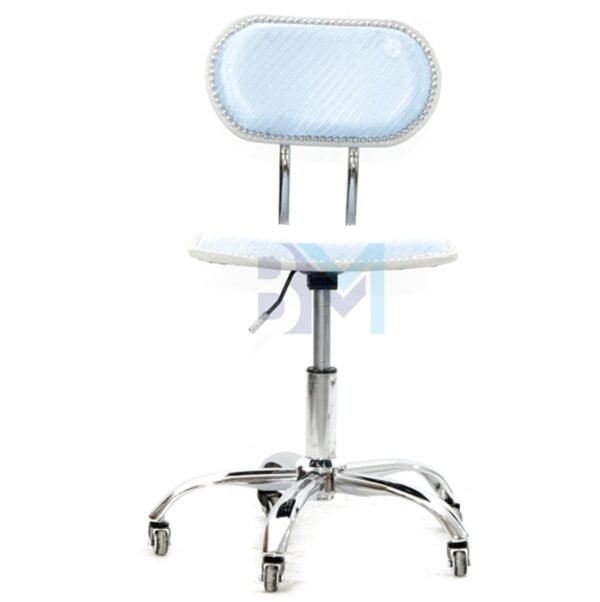 Taburete con respaldo en terciopelo azul