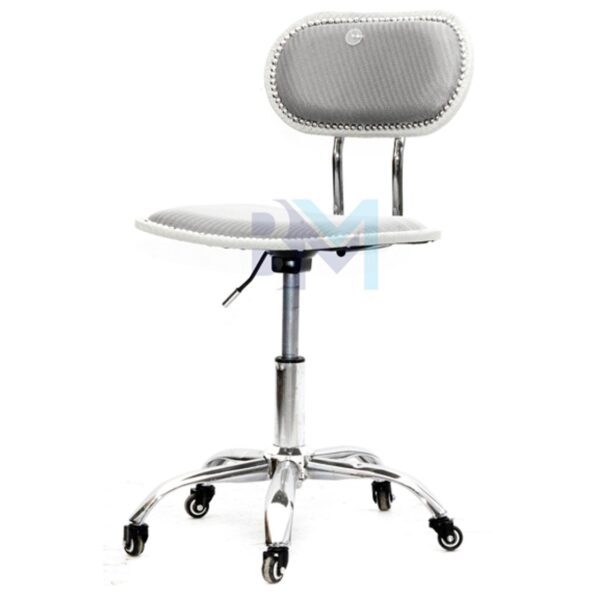 Taburete con respaldo en terciopelo gris
