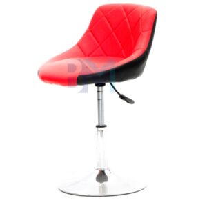 Taburete con respaldo en polipiel rojo con negro