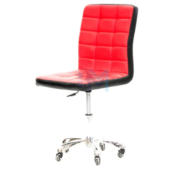 Taburete con respaldo en polipiel rojo y negro