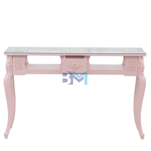 Mesa de manicura vintage doble con tope de cristal y cajonera