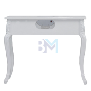 Mesa de manicura individual vintage blanca con aspirador