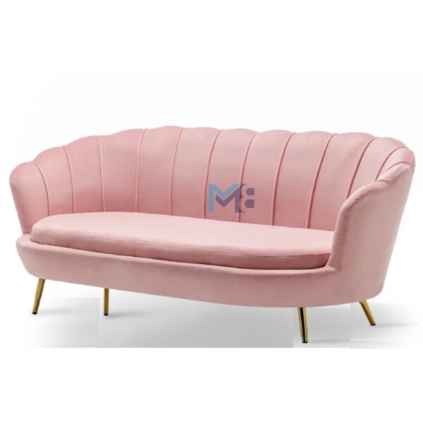 Sofá de espera terciopelo diseño tipo ostra color rosa - Imagen 2