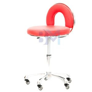 Taburete con respaldo en polipiel color rojo