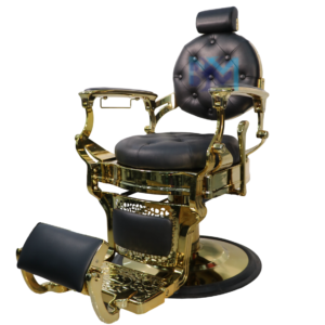 Sillón de barbería vintage negro y dorado