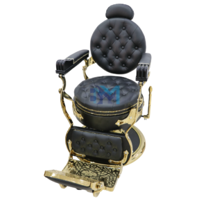 Sillón de barbería vintage negro y dorado