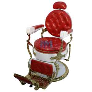 Sillón de barbería vintage rojo y blanco