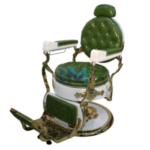 Sillón de barbería vintage verde y blanco