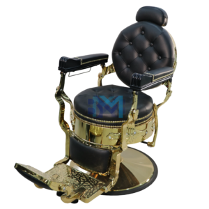 Sillón de barbería vintage negro y dorado